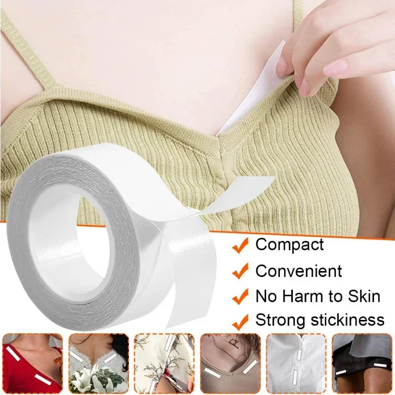 5M Waterproof Dress Cloth Tape for Women Double-sided Secret Body Adhesive Breast Bra Strip Safe Transparent Clear Lingerie Tape - Image 3