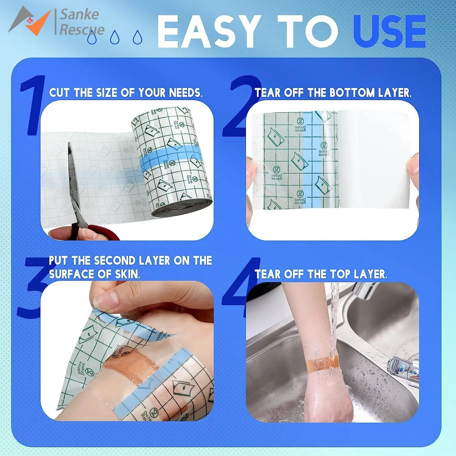 5M Waterproof PU Film for Tattoo Aftercare Protective Skin Healing Bandages Tape Medicinal Wound Dressing Medical Adhesive Tape - Image 4