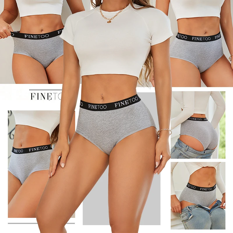 5Pcs/Set Women's Cotton High Waist Briefs Seamless Plus Size Panties Breathable Stretch Underwears Female Soft Lingerie Finetoo - Image 4
