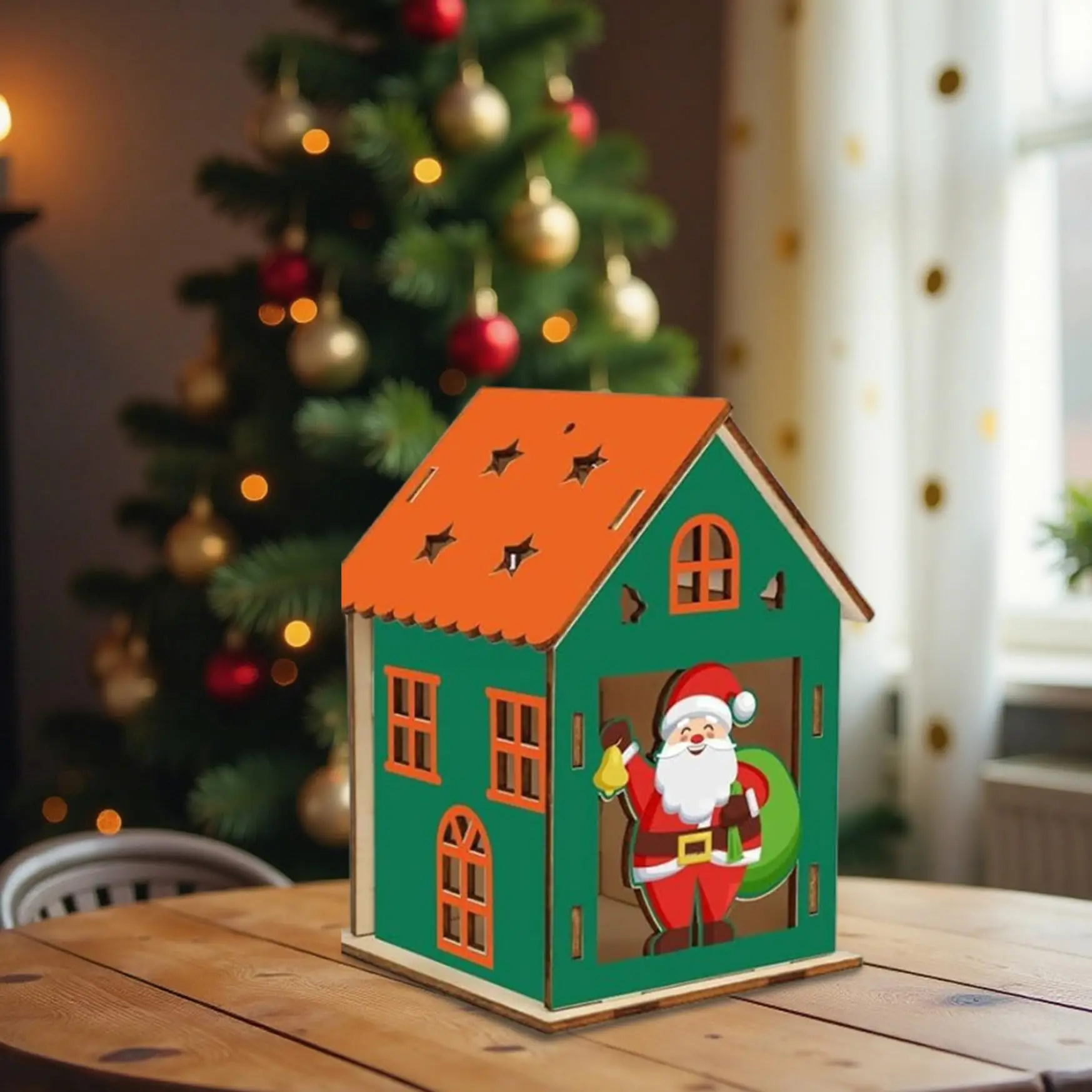 5Sets Wooden Christmas House Craft Kit DIY Paint & Build 3D Christmas House Kit for Kids Christmas Houses Xmas Party Decoration - Image 6