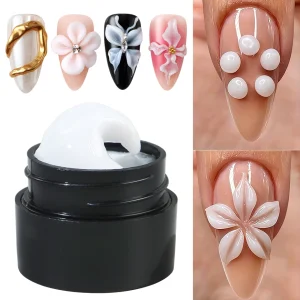 5ml Pearl White 3D Sculpting Gel for Nail Polish Non-Stick Hand Extension Gel 3D Shaping Carving Flower Gel DIY Nail Art Decor
