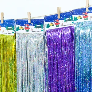5pcs 10*100cm Tinsel Foil Fringe Door Window Curtain Birthday Party Decor Photo Backdrop Background Wedding Decorations Supplies