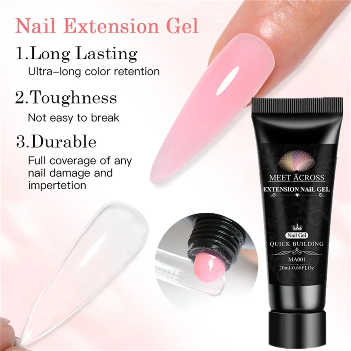 5pcs Acrylic UV Gel Extension Nail Gel Kit Clear Pink Color Fast Building Gel Nail Polish All For Manicure Nail Art Design DIY - Image 2