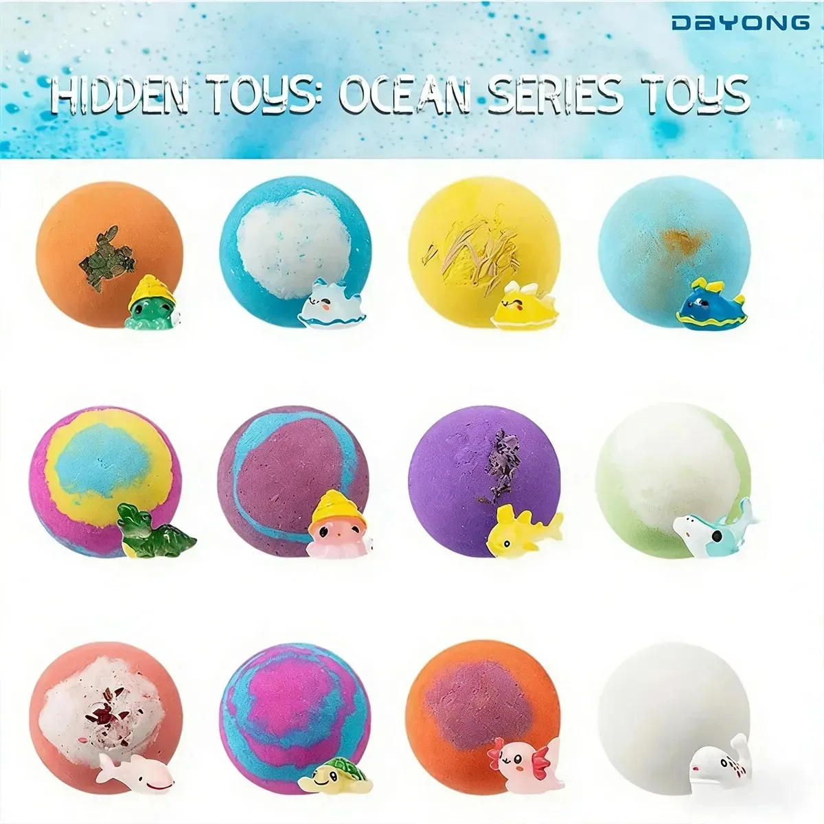 6-12PCS Kids Bath Bombs Natural Mega Bubbles Surprise Ocean Toys Gift Set Skin Friendly Bathing Kit for Boys and Girls - Image 4