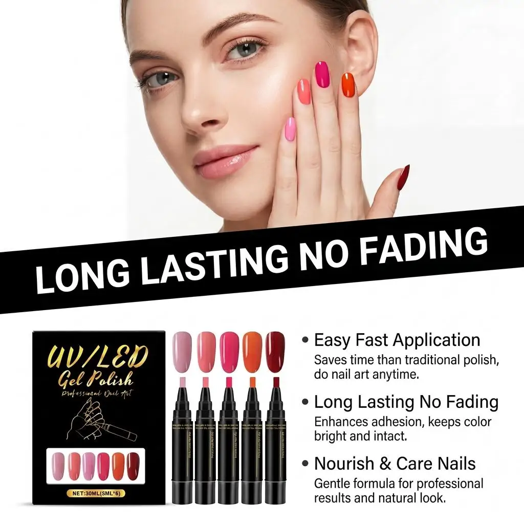 6 Color DIY Nail Art Pens High Pigment DIY Manicure Design Safe Gentle Waterproof Nail Polish Easy Smooth Drawing For Beginners - Image 5