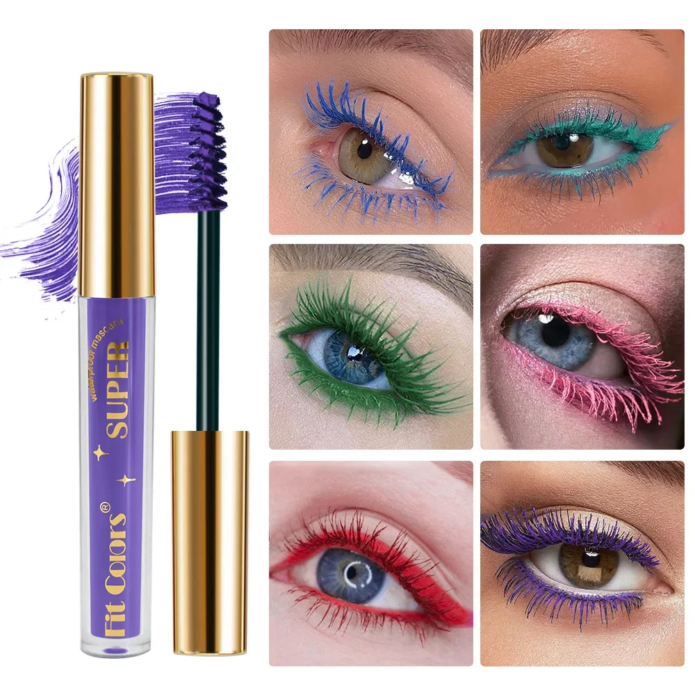 6 Color/Set Colored Mascara Cream Blue Green Lasting Waterproof Mascara Curling Eyelashes Thick Curl 3D Non-smudding Mascara - Image 2