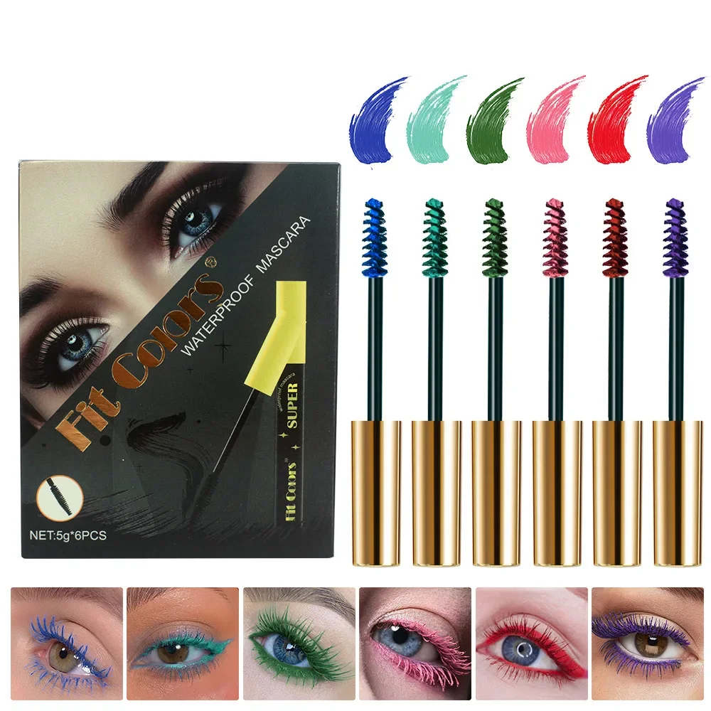 6 Color/Set Colored Mascara Cream Blue Green Lasting Waterproof Mascara Curling Eyelashes Thick Curl 3D Non-smudding Mascara - Image 6