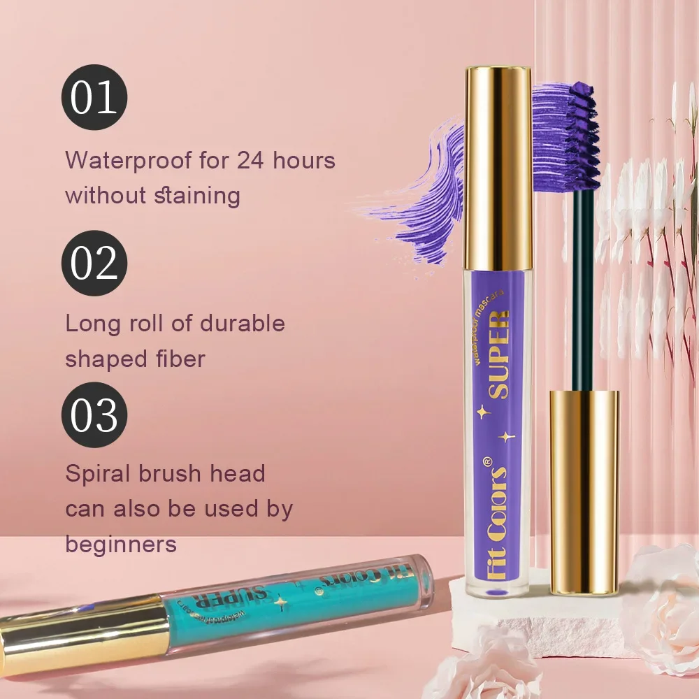 6 Color/Set Colored Mascara Cream Blue Green Lasting Waterproof Mascara Curling Eyelashes Thick Curl 3D Non-smudding Mascara - Image 4
