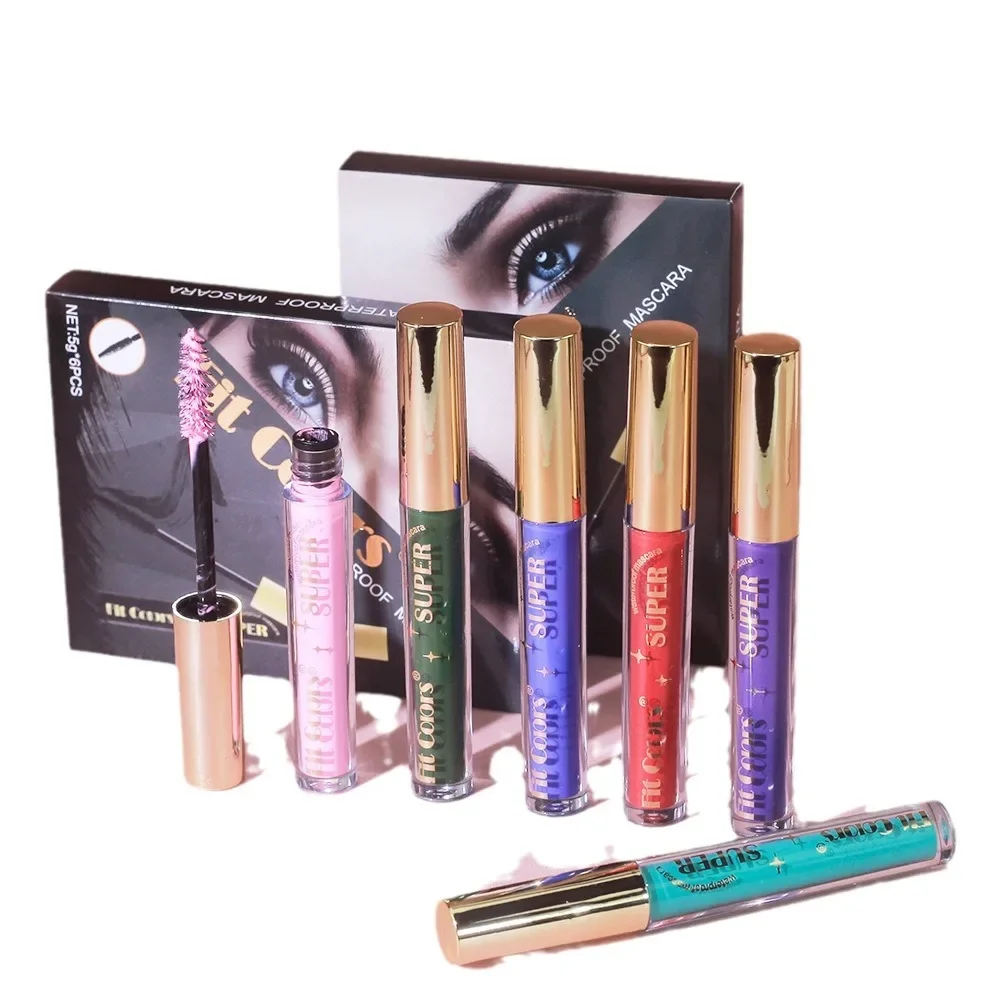 6 Color/Set Colored Mascara Cream Blue Green Lasting Waterproof Mascara Curling Eyelashes Thick Curl 3D Non-smudding Mascara - Image 5