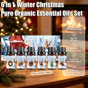 6 In 1 Merry Christmas Winter Essential Oils Set Pure Organic Dessert Fragrance Oils for Candle Soap Making Lasting Scented Oil