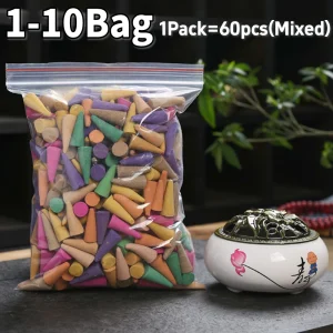 60-600Pcs Odor Remover Incense Colorful Scented Incense Cones Anxiety Relief Natural Scents Cones for Meditation Relaxation