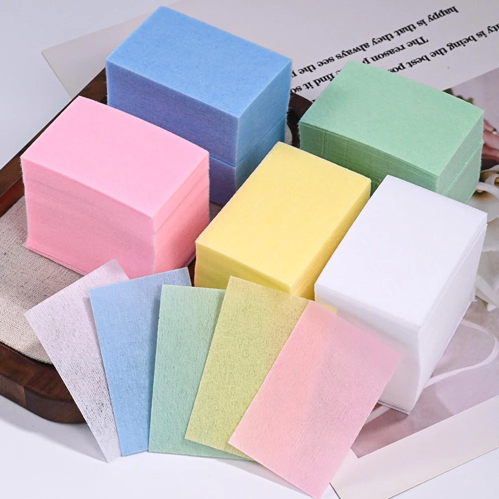 600Pcs/Pack Lint-Free Cotton Pads 5-Colors Disposable Nail Polish Remover Wipes for UV Gel Beauty Makeup Manicure Clean Paper 1 - Image 2