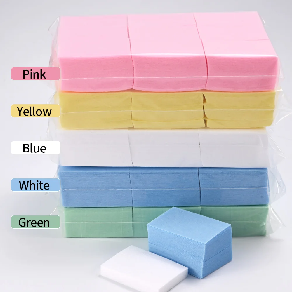 600Pcs/Pack Lint-Free Cotton Pads 5-Colors Disposable Nail Polish Remover Wipes for UV Gel Beauty Makeup Manicure Clean Paper 1 - Image 4