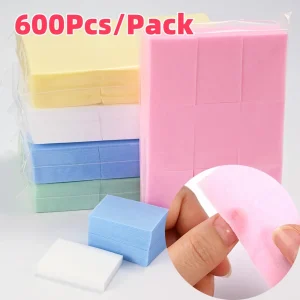 600Pcs/Pack Lint-Free Cotton Pads 5-Colors Disposable Nail Polish Remover Wipes for UV Gel Beauty Makeup Manicure Clean Paper 1