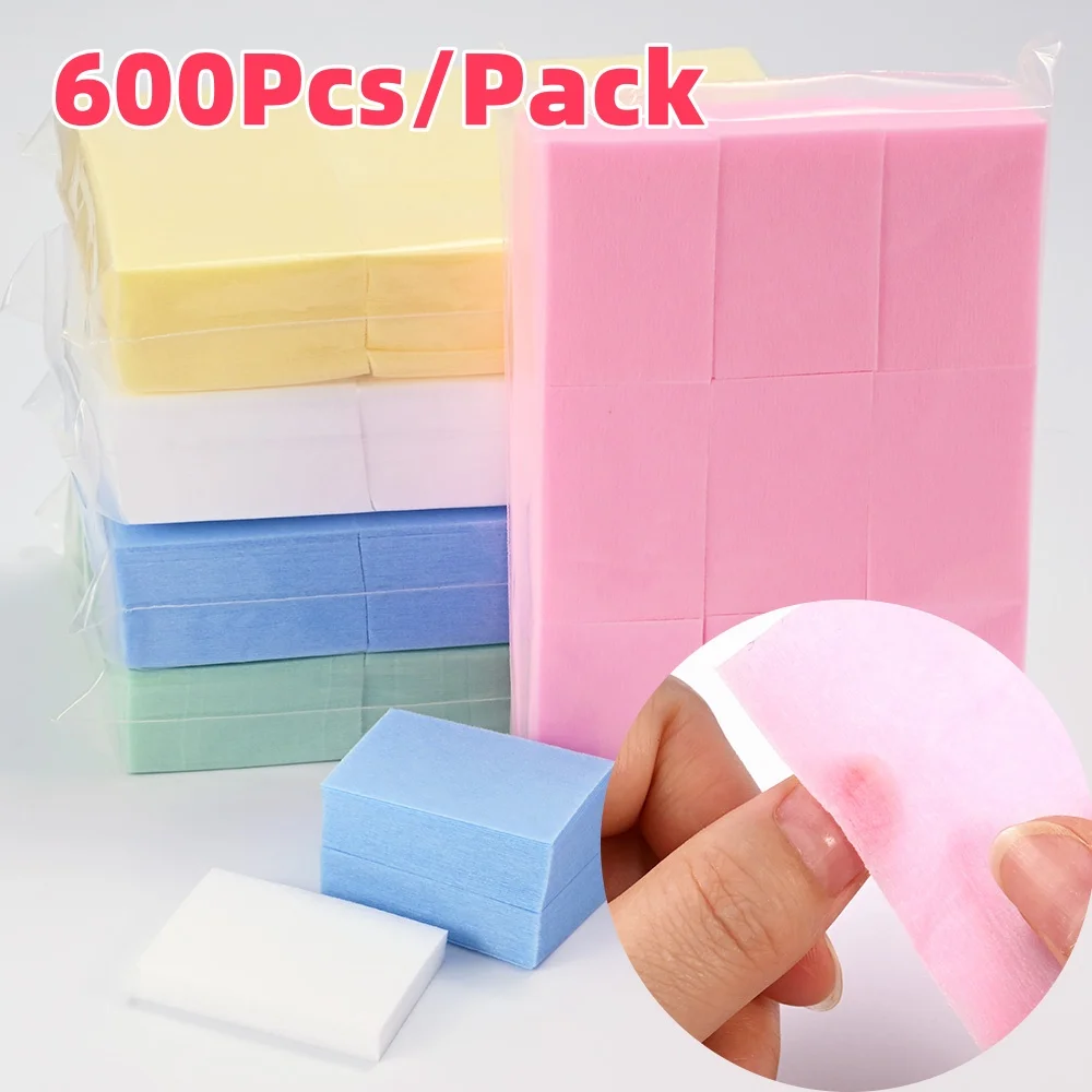 600Pcs/Pack Lint-Free Cotton Pads 5-Colors Disposable Nail Polish Remover Wipes for UV Gel Beauty Makeup Manicure Clean Paper 1