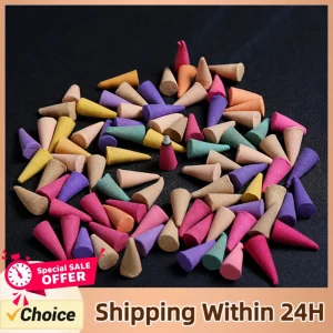 60Pcs Odor Remover Incense for Colorful Fragrance Incense Cones Natural Scents Cones for