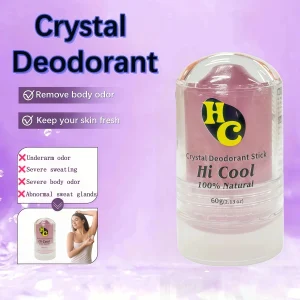 60g Natural Alum Crystal Deodorant Stick for Women & Men – Potassium Alum Stone for Odor Control,Non-Sticky Mineral Rock Design