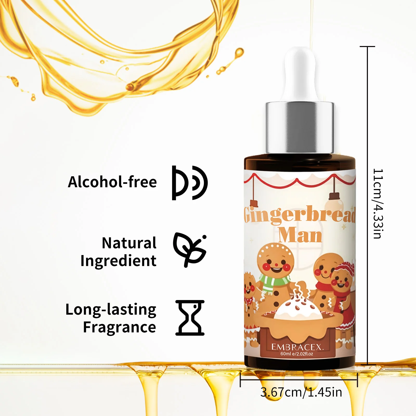 60ml Gingerbread Man Fragrance Oil Cozy Winter Scent Humidifier Diffuser Oil Candle Making Christmas Gift Car Air Freshener - Image 3