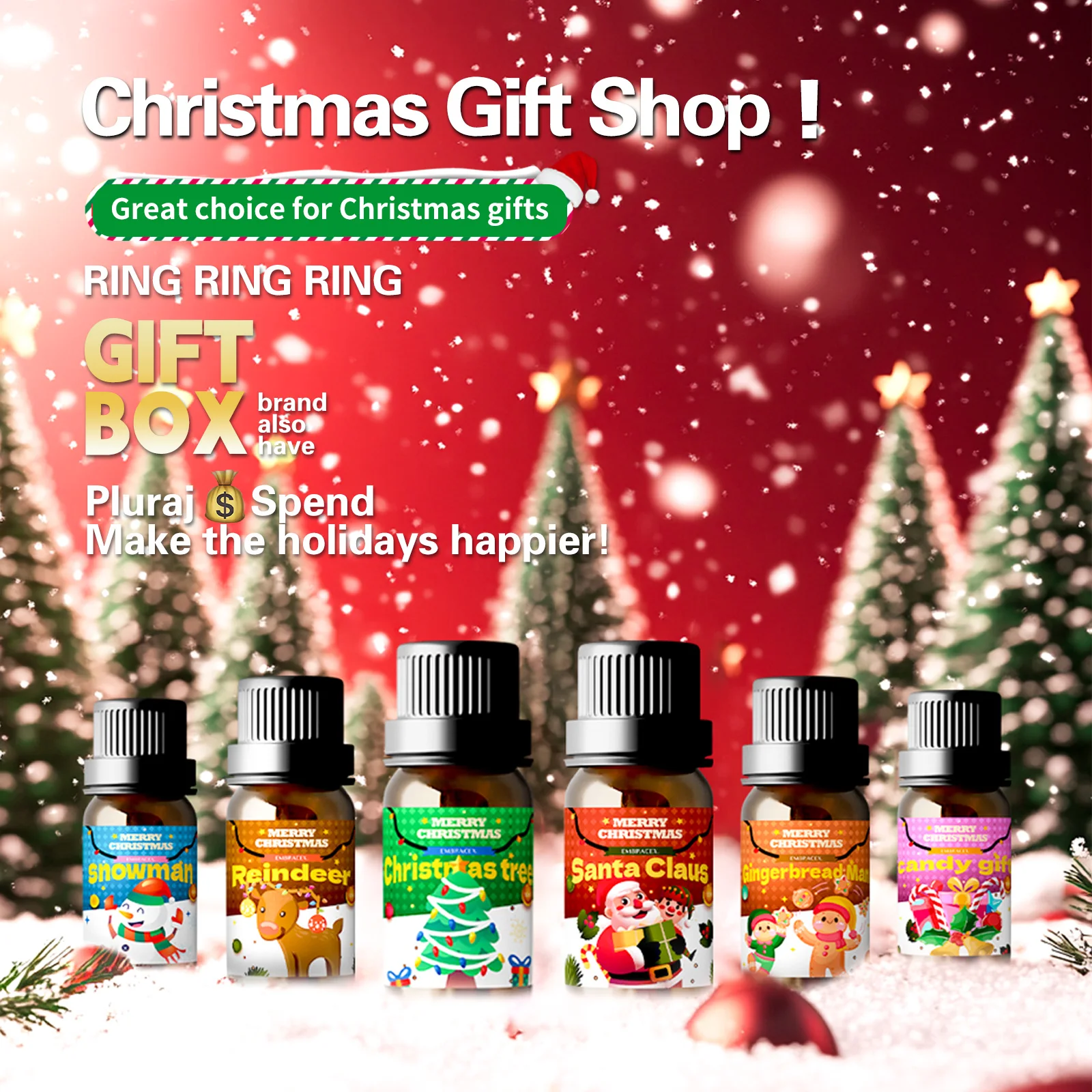 6PC/1PC 10ML Merry Christmas Fragrance Oils For Car Air Freshener & Diffuse Scents Gift Set Gift To Friends/Parents - Image 2