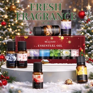 6PC/1Set Christmas Fragrance Oils Merry Christmas Gift Set For Diffuser Humidifier Car DIY Candle Making Six Scents Home Decor