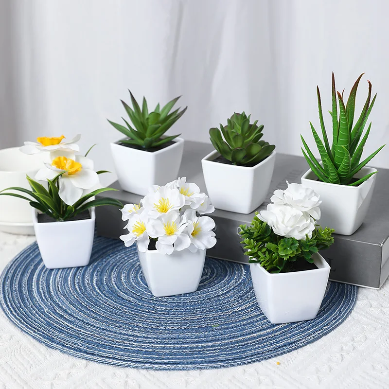 6PCS, Artificial Plants Small Bonsai, DIY Crafts desktop Windowsill Display Rack Display Decoration