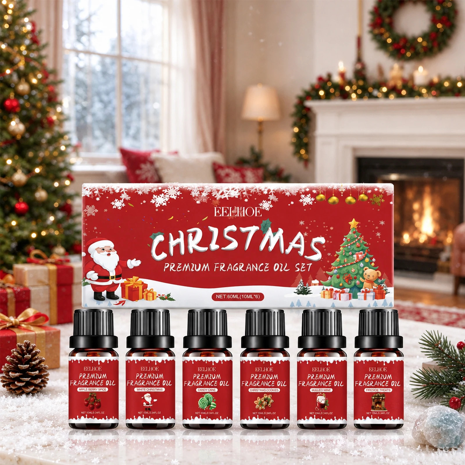 6PCS Christmas Fragrance Oil Set for Home Office Festive Fresh Long Lasting Fragrance Aroma Essential Oil for Diffuser Candle - Image 2