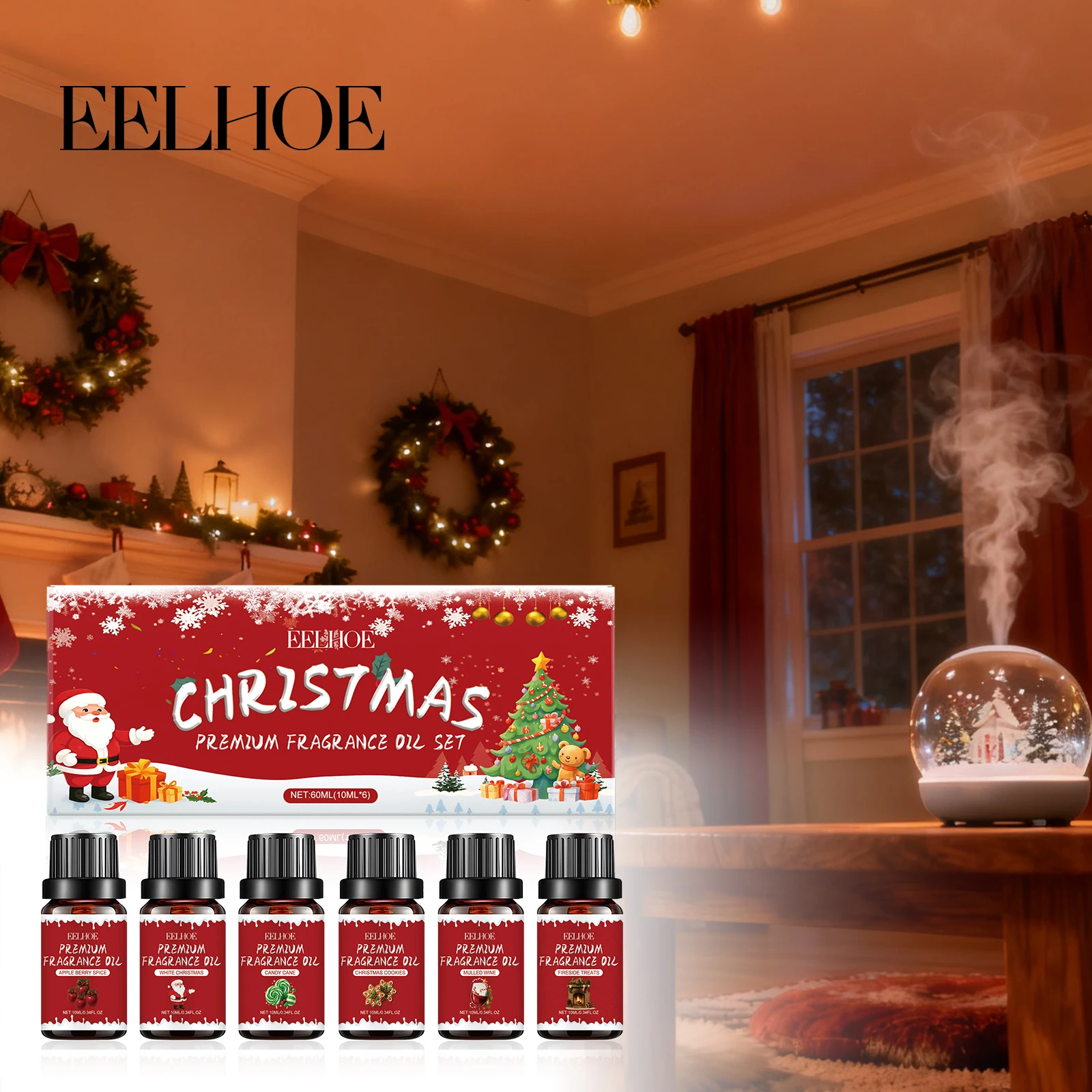 6PCS Christmas Fragrance Oil Set for Home Office Festive Fresh Long Lasting Fragrance Aroma Essential Oil for Diffuser Candle - Image 5