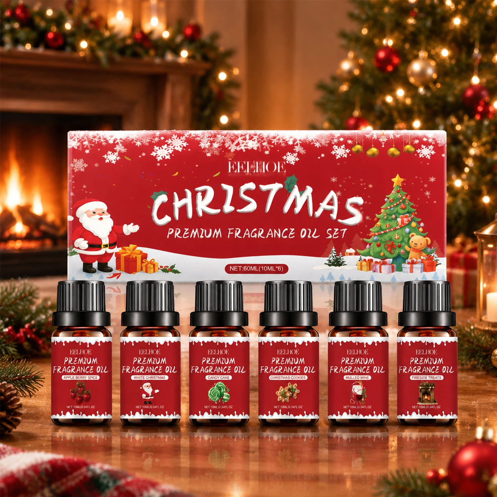 6PCS Christmas Fragrance Oil Set for Home Office Festive Fresh Long Lasting Fragrance Aroma Essential Oil for Diffuser Candle - Image 3