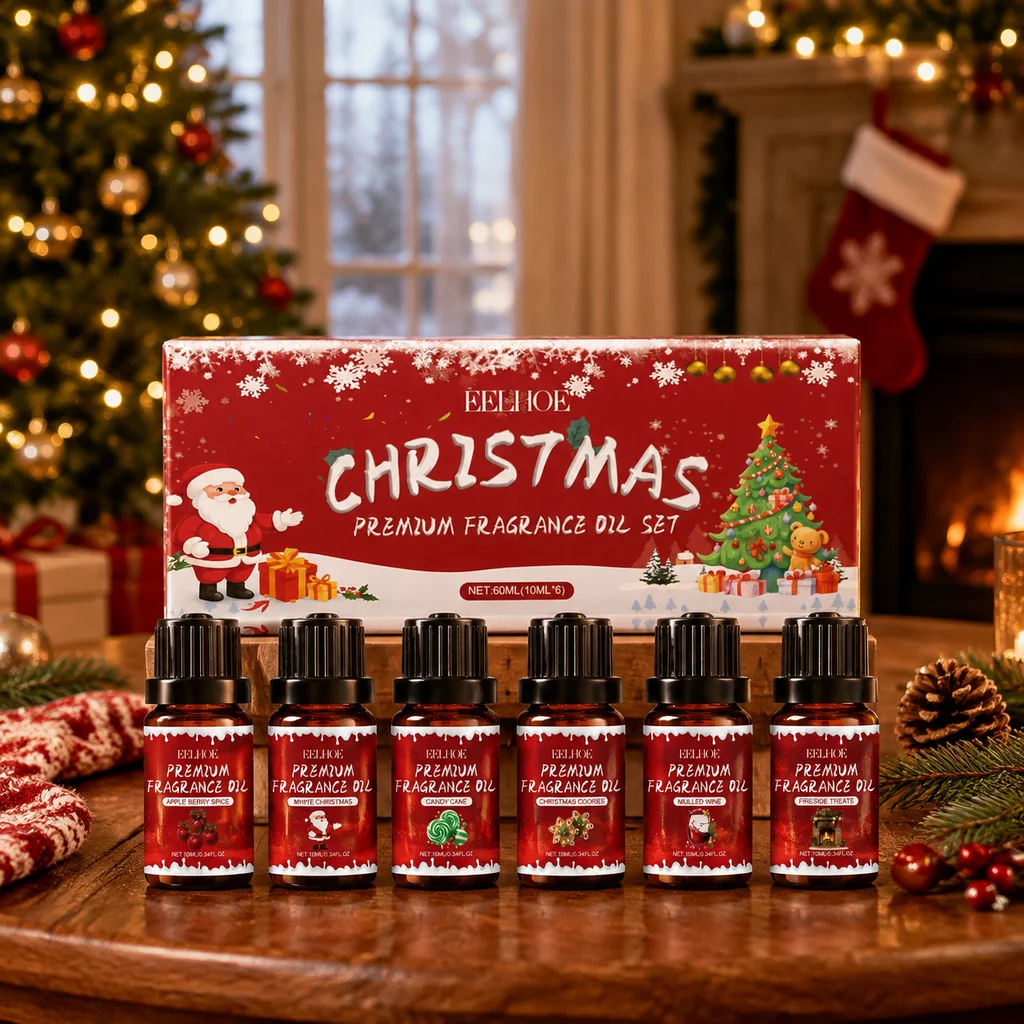 6PCS Christmas Fragrance Oil Set for Home Office Festive Fresh Long Lasting Fragrance Aroma Essential Oil for Diffuser Candle - Image 4