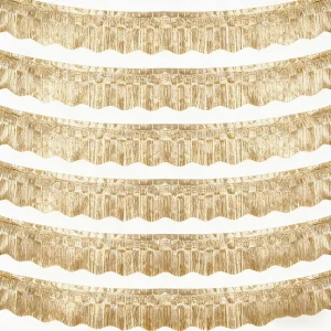 6Pcs Wavy Laser Champagne Golden Foil Fringe Garland Party Decorations, Tinsel Streamers Shiny Champagne Golden Wall Hanging