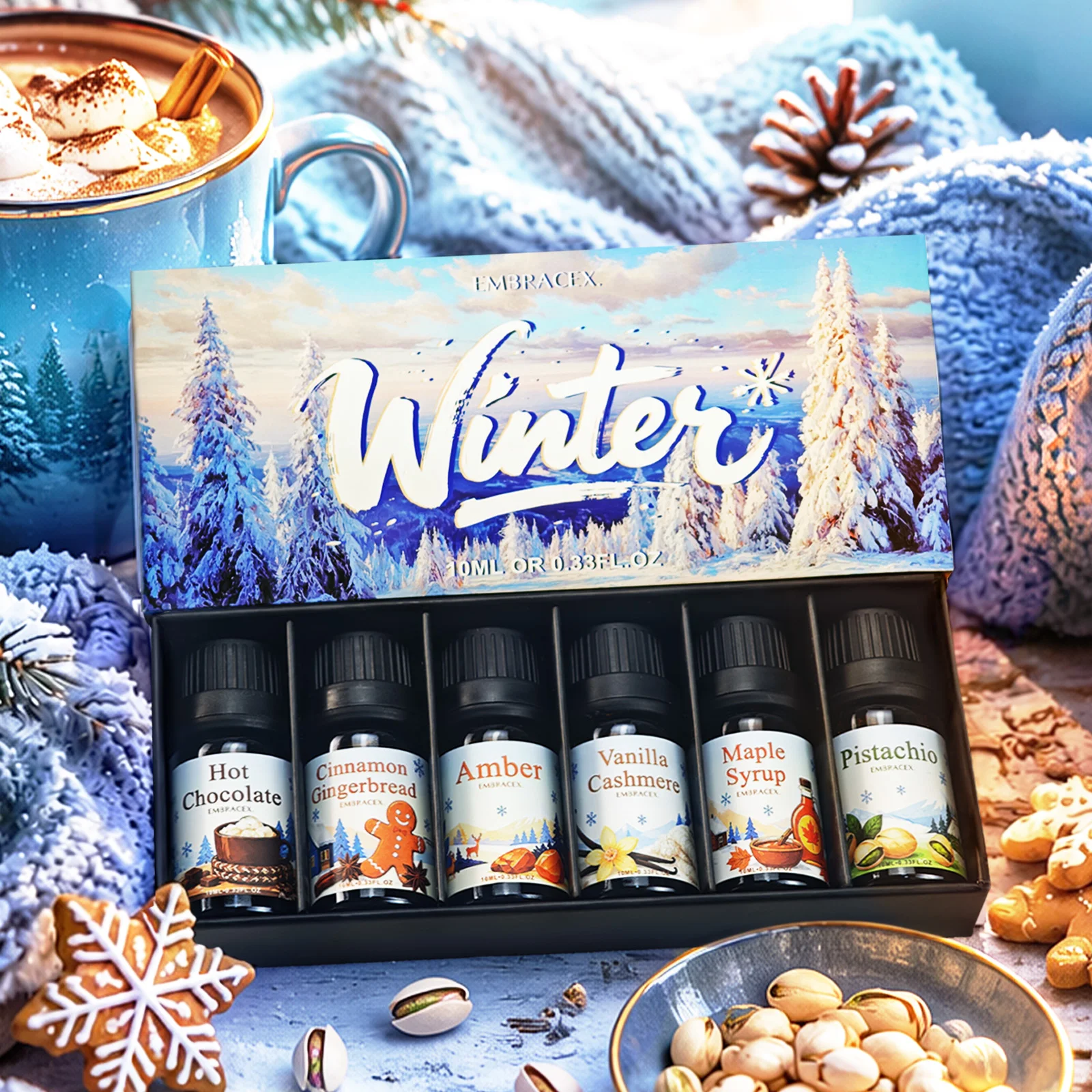 6pc/1Set 10ML Fragrance Oils Gift Set Fruit Delicious Hotel Autumn Scented Aroma Oil Warm Scent Christmas Gift Floral Clean Set - Image 2