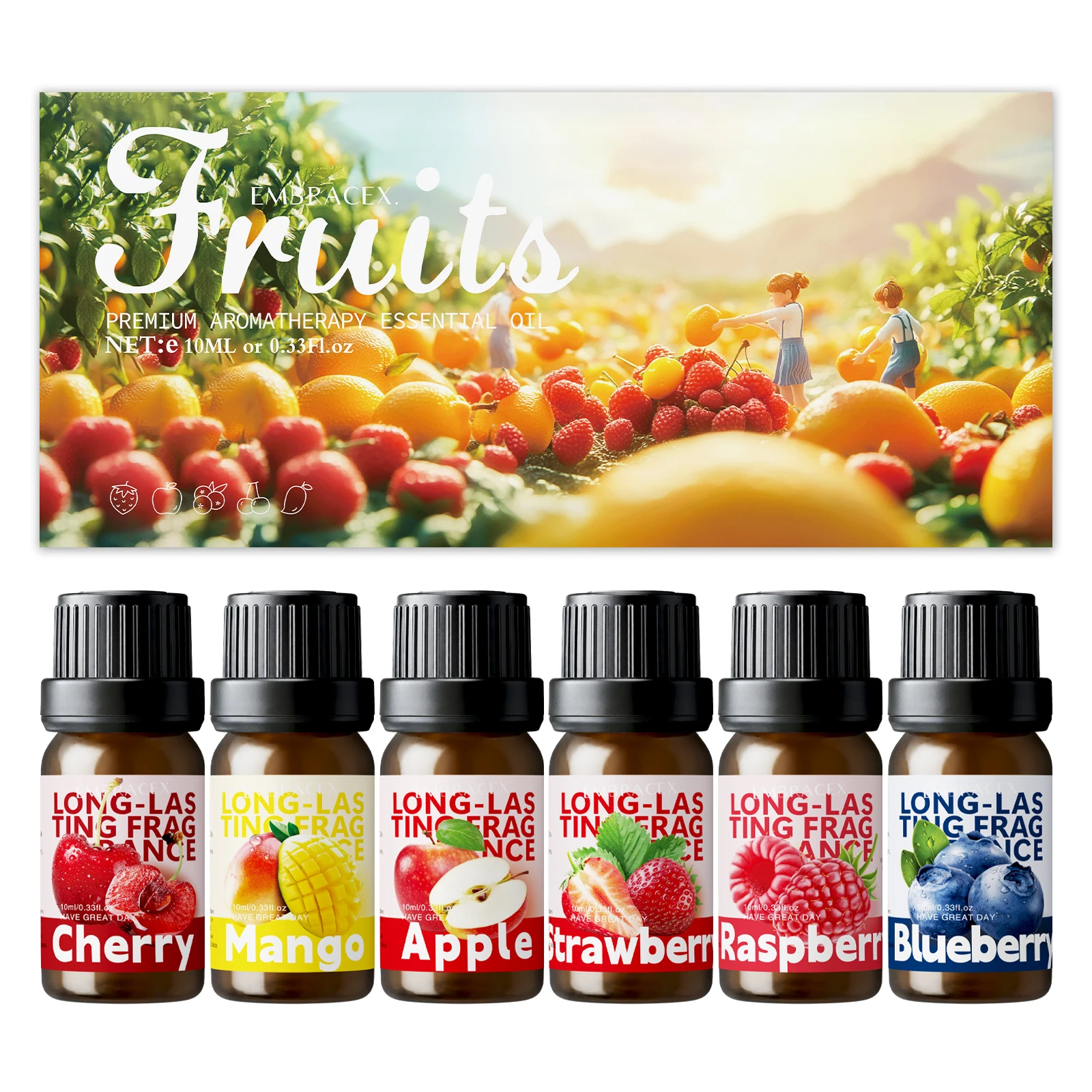 6pc/1Set 10ML Fragrance Oils Gift Set Fruit Delicious Hotel Autumn Scented Aroma Oil Warm Scent Christmas Gift Floral Clean Set - Image 6