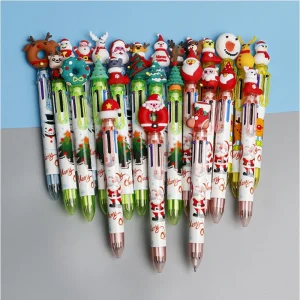 6pcs Cartoon Santa Claus Colorful Pencil Xmas Tree Ballpoint Pen Merry Christmas Gifts Office School Stationery Writing Tools