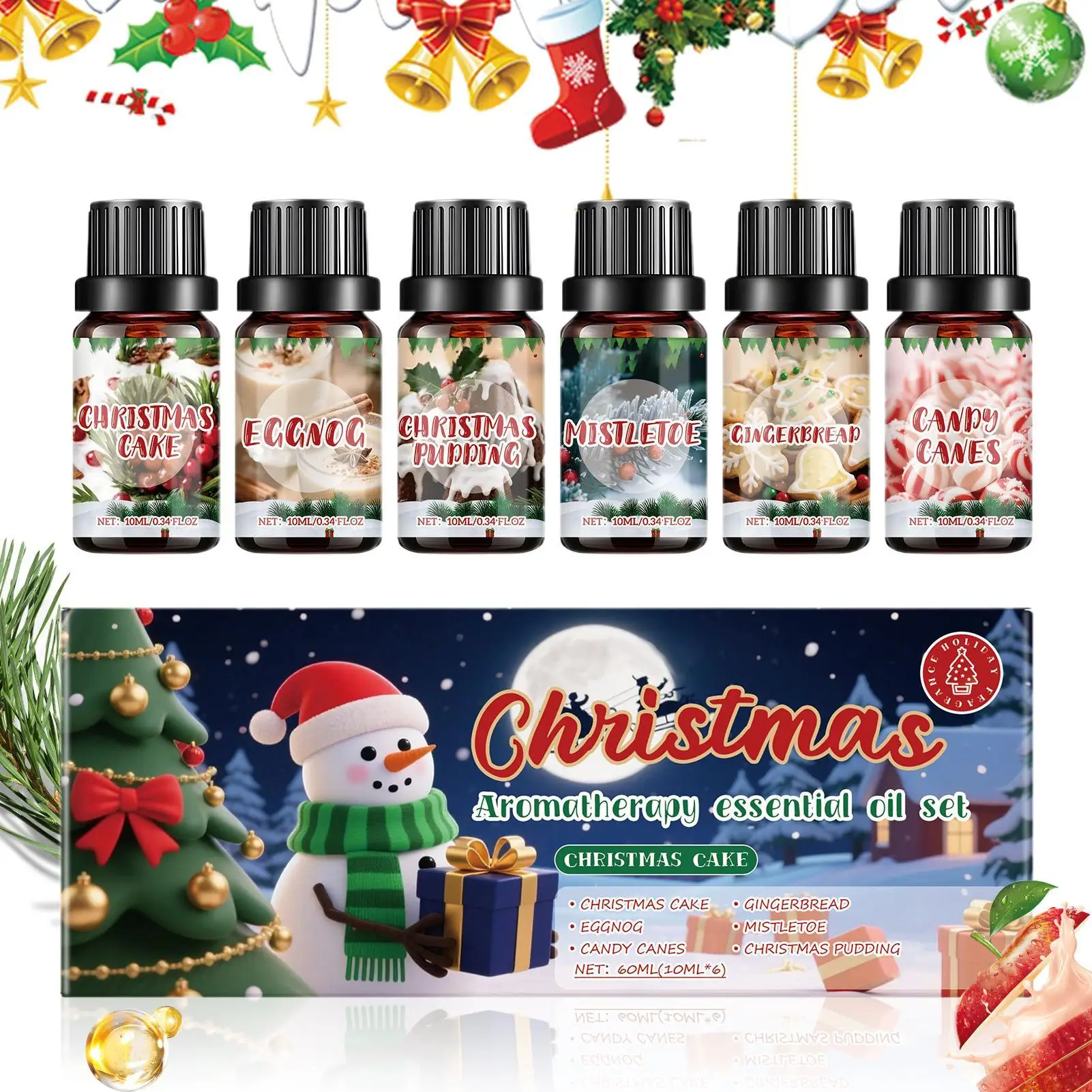 6pcs Christmas Aromatherapy Essential Oil Set Natural Fragrance Oil Diffuser Oil Christmas Fragrance Aromatherapy Scented Oil - Image 2