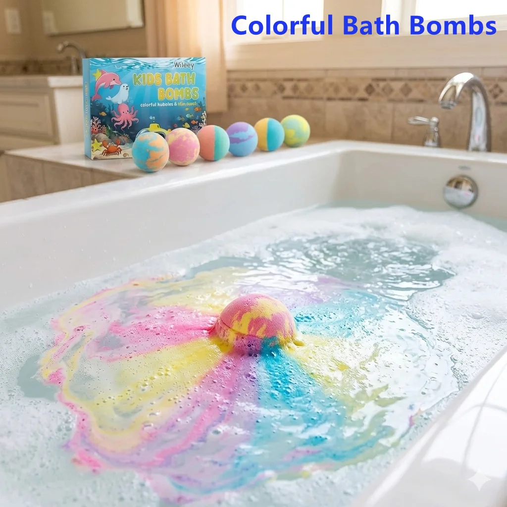 6pcs/Box Colorful Bath Bombs, Bath Color Fizzy Spa Balls Gift for Kids Bathtub Fun Relaxing Holiday Gift Toys for Kids Shower