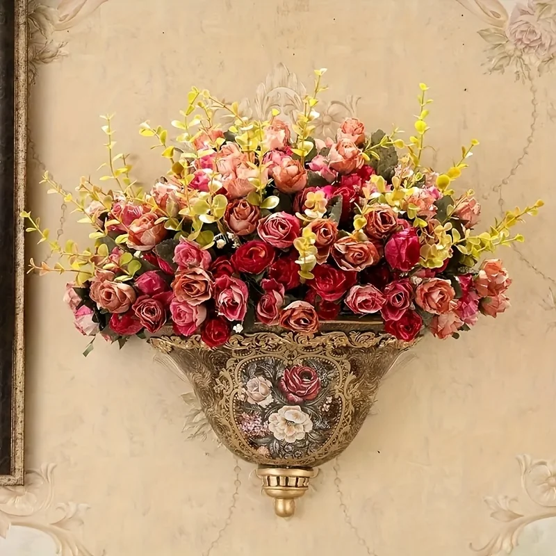 7 Forks 21 Heads Artificial Flower Silk Rose High Quality Christmas Wreath Wedding Bouquet Home Arrangement Vase Bridal Bouquets - Image 2