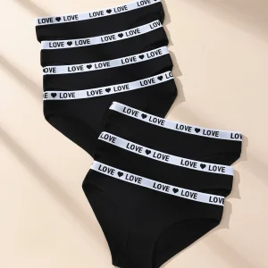 7Pcs/Set Sexy Women Panties Cotton Panty Black Underpants Letter Girls Briefs Breathable Underpants Plus Size Female Lingerie