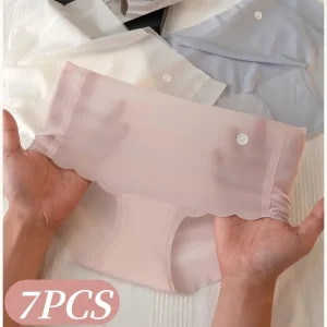 7Pcs/Set Women Ice Silk Panties Ultra-Thin Panties Quick Drying Invisible Briefs Low Rise Underwear Summer Sexy Lingerie M-XL