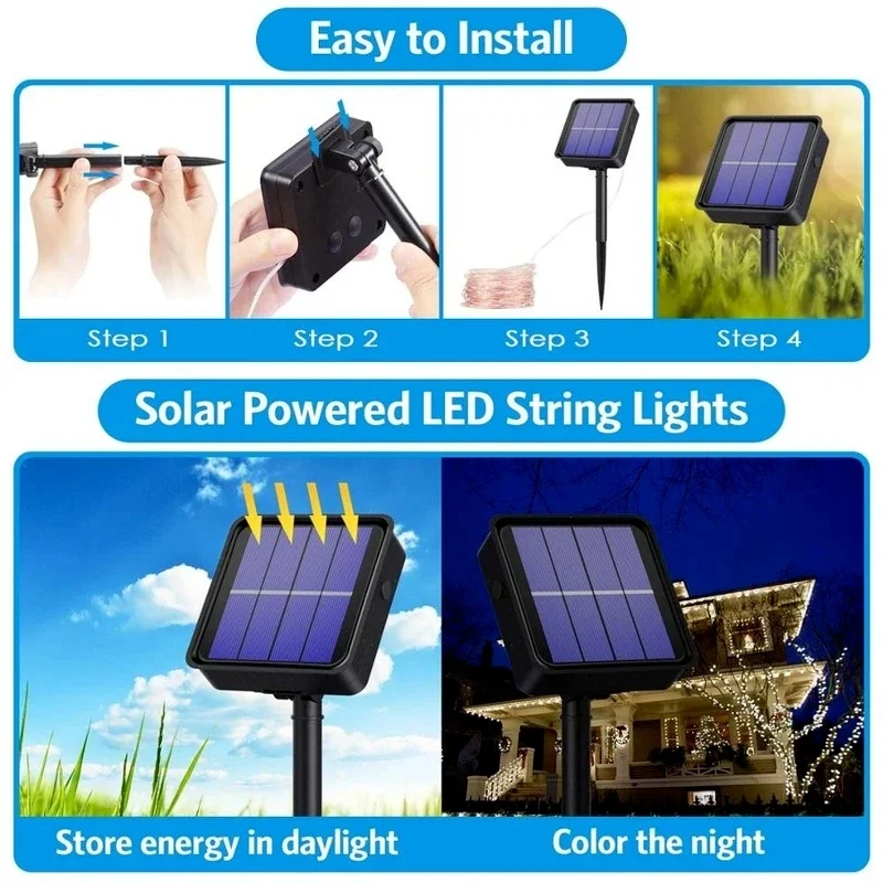 7m/12m/22m/32m LED Solar Light Outdoor Garden Fairy String Light Led Twinkle Waterproof Lamp for Christmas Patio Tree Party - Image 3