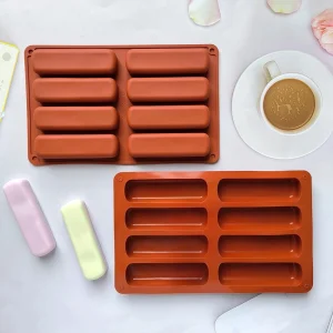 8 Cavity Silicone Cake Mold 3D Strip Baking Molds for Mousse Chocolate Dessert Non-Stick Flexible Bakeware Reusable DIY Tool
