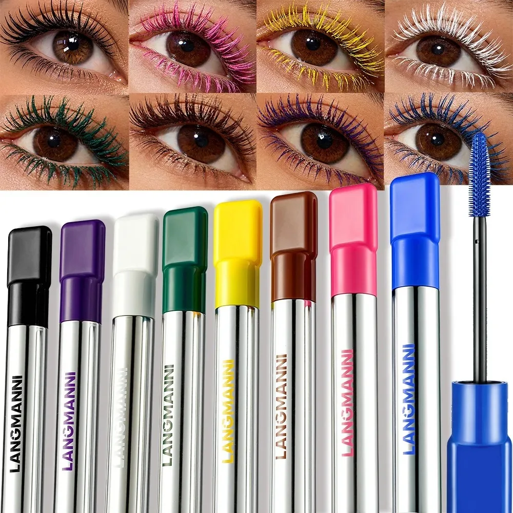 8 Colors Green Mascara Thick Curling Waterproof Natural Eyelashes Long Lasting Blue White Pink Black Eye Makeup Korean Cosmetics - Image 2