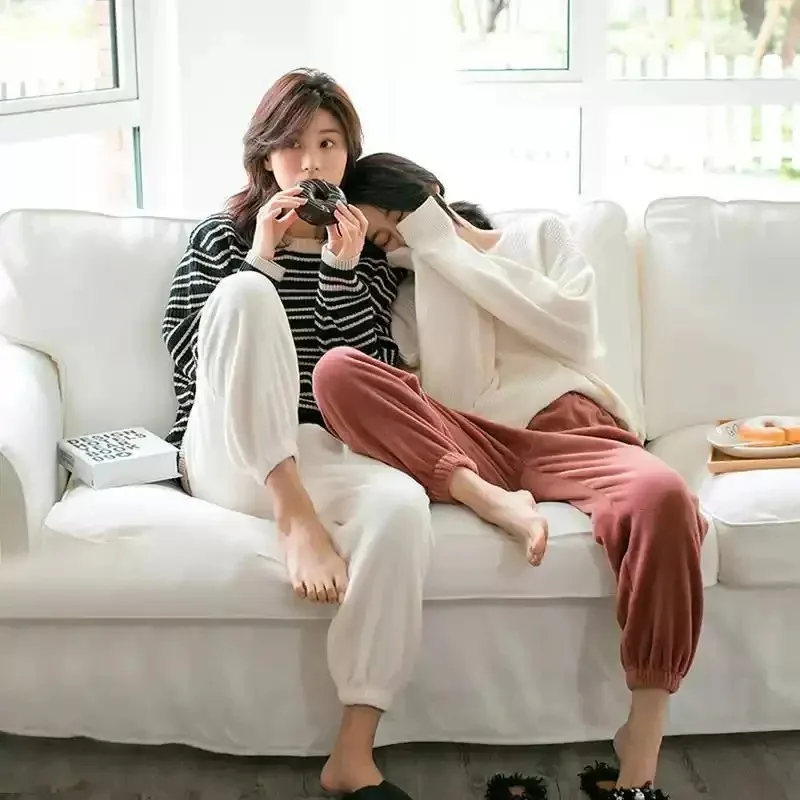 88-154 Lb Men Women Coral Fleece Pajama Pants Thick Plush Wide Leg for Indoor Outdoor Wear Winter Home Comfort Lazy Style - Image 3