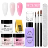 8PCS/Set 10ml Nail Acrylic Powder and Liquid Set Nude Pink White Clear Professional DIY Acrylic Nail Art Kit with Nail Brush