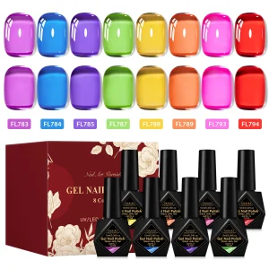 8pcs 10ml Jelly Glass Gel Nail Polish Set Semi-transparent Red Purple Gel Polish Varnish Nail Art Semi Permanent UV Gel Varnish