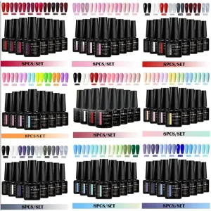8pcs Gel Nail Polish Set HEMA TPO Free Red Pink Glitter Semi Permanent Soak Off UV Gel Varnish for All Season DIY Nail Supplies