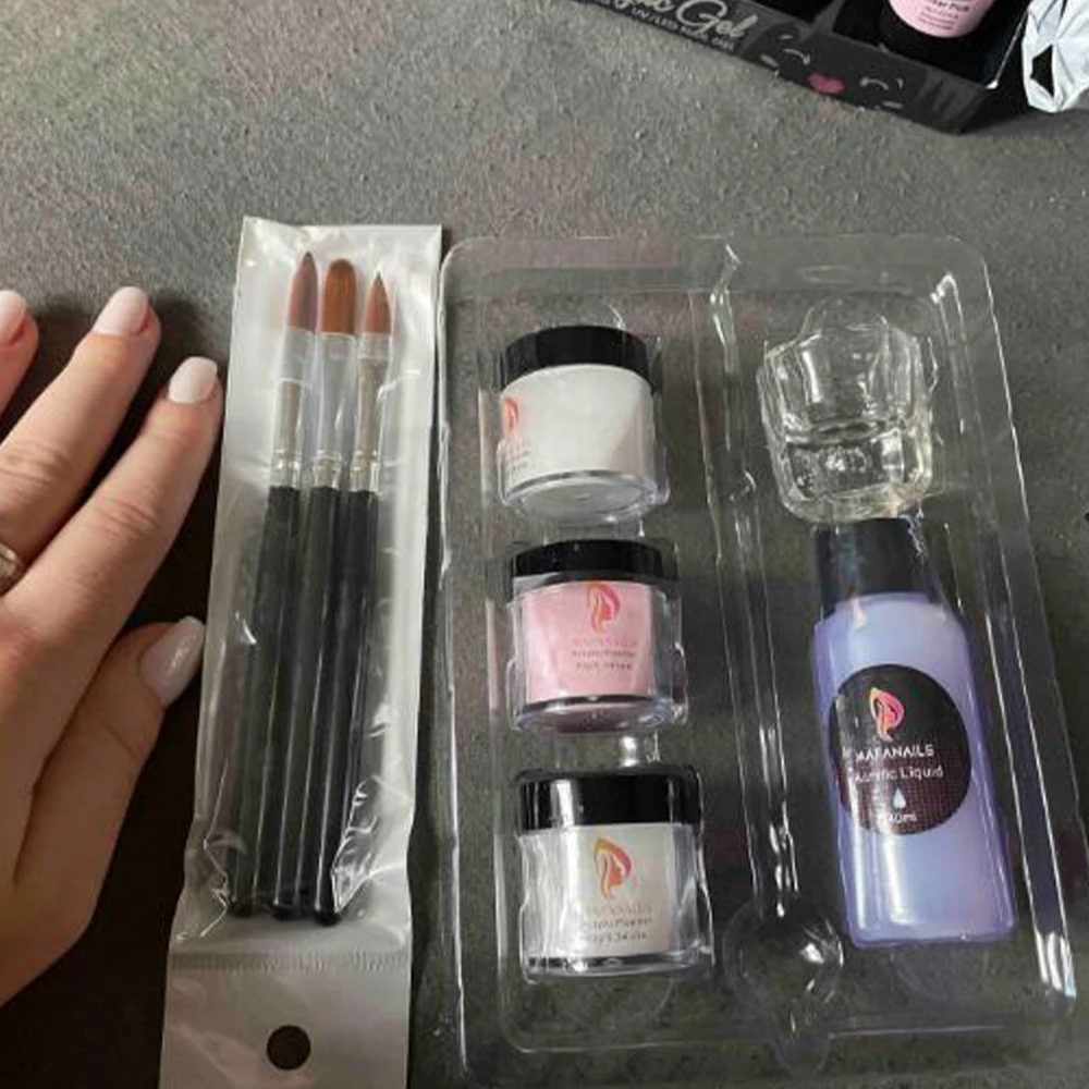 8pcs/Set Professional Crystal Monomer Liquid & Brush Nail Powder Kit 3Color Acrylic Powder&40ml for Nails Liquid Set With Cup - Image 6