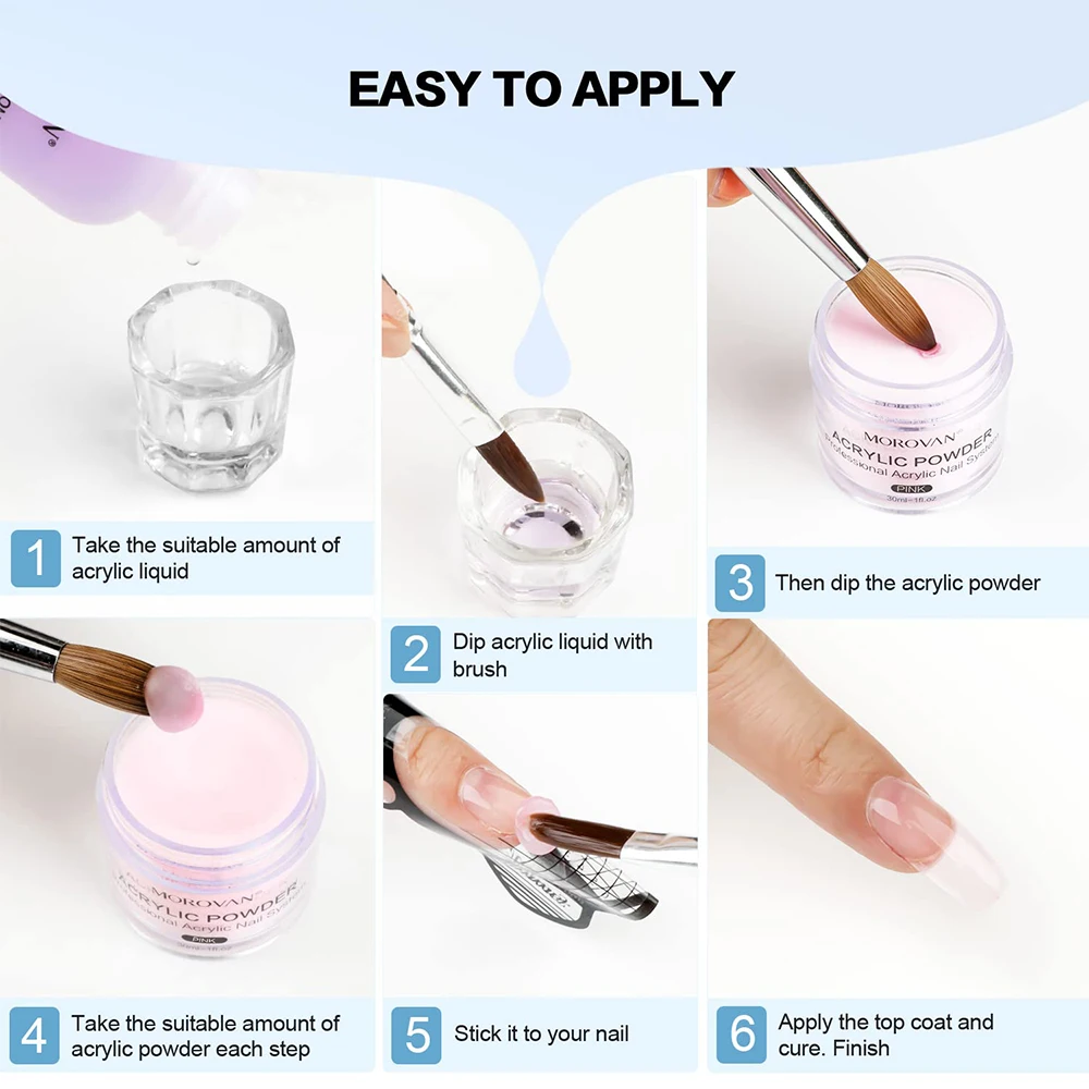 8pcs/Set Professional Crystal Monomer Liquid & Brush Nail Powder Kit 3Color Acrylic Powder&40ml for Nails Liquid Set With Cup - Image 4