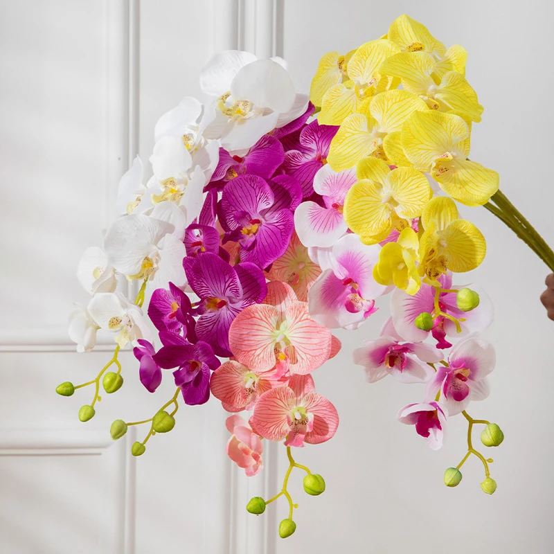 9 Heads Artificial Butterfly Orchid Flowers Hot pink White Fake Moth Orchids Flowers for Wedding Christmas Festival Home Decor - Image 3