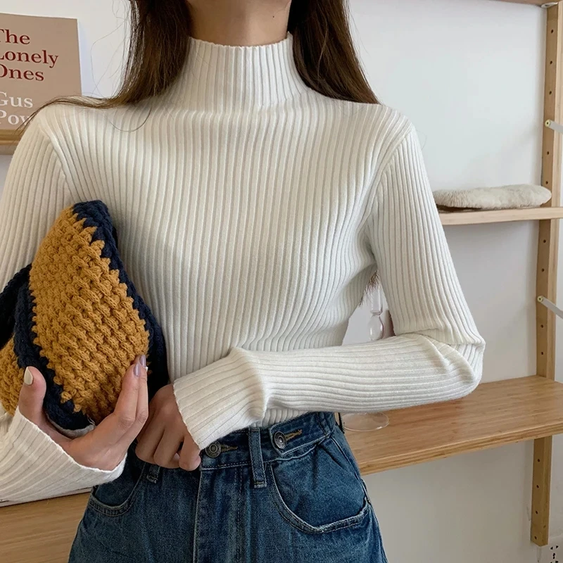 AOSSVIAO 2026 Chic Autumn Winter Sweater Women Pullovers Long Sleeve Casual Turtleneck Warm Basic Sweater Knit Jumpers Top - Image 2
