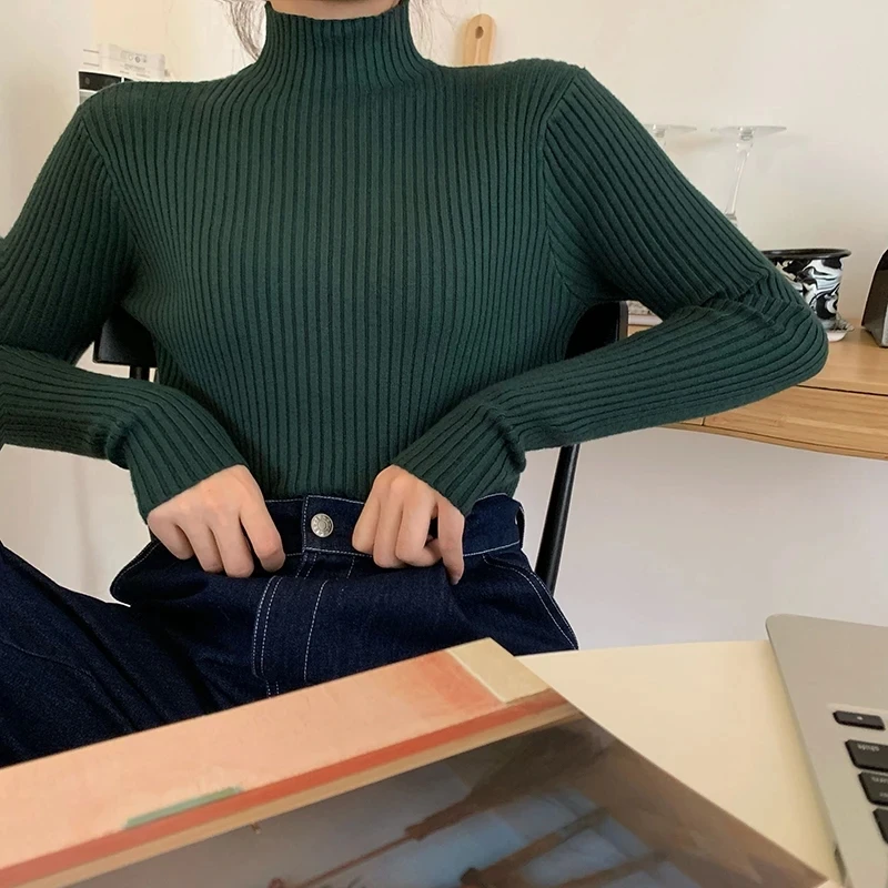 AOSSVIAO 2026 Chic Autumn Winter Sweater Women Pullovers Long Sleeve Casual Turtleneck Warm Basic Sweater Knit Jumpers Top - Image 3